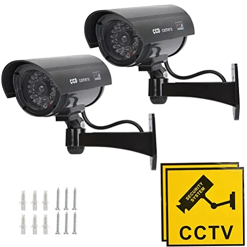 Timesetl - Cámara Falsa para cámara de vigilancia, cámara simulada con LED infrarrojo Intermitente, Color Rojo, cámara Falsa de Seguridad CCTV