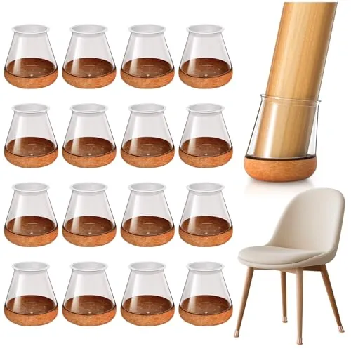 OCONDA 24 Piezas Protector Patas Sillas Redondas, Fieltro Sillas Patas Silicona, Protector Patas Muebles, Antirrayaduras, Protege Los Suelos Reduce El Ruído, Transparente Round S Fit:14-20mm