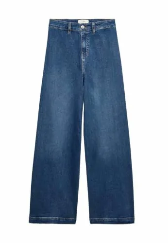 Marks & Spencer Jeans de Pata Ancha al Tobillo de Cintura Alta Índigo Medio UK 14 (EU 42)