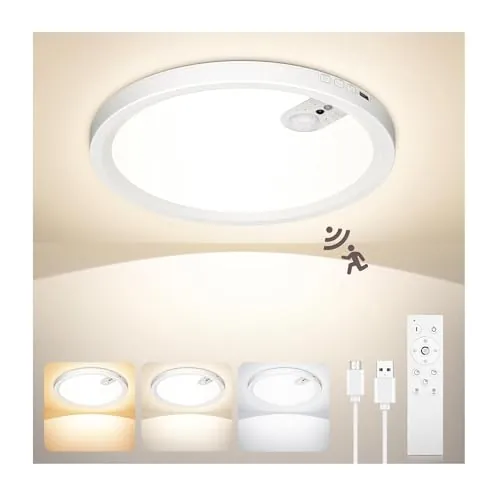 Uwithm Recargable Plafon LED Techo con Sensor de Movimiento Ø22CM