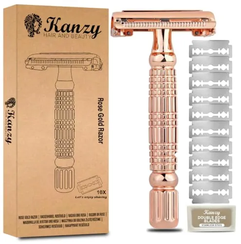 Kanzy Maquinilla de Afeitar de Doble filo Clásica Butterfly para Hombre y Mujer Set de Afeitado Cuchilla de Afeitar Clasica