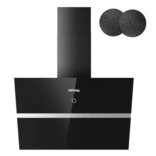 Campana Extractora Inclinada 60cm -Capacidad de Succión de 578 m³/h, Recirculación 4 Niveles de Potencia Control Tactil,Negro
