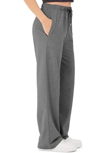 ROSS CAMP Pantalón de Chándal Mujer Algodón – Pantalón Deportivo Ancho