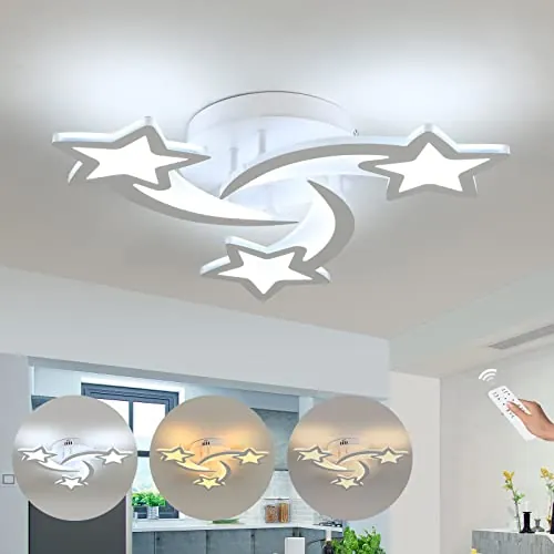 Comely Lámpara de Techo Regulable, 30W Moderno Plafon LED Techo Blanco 53CM