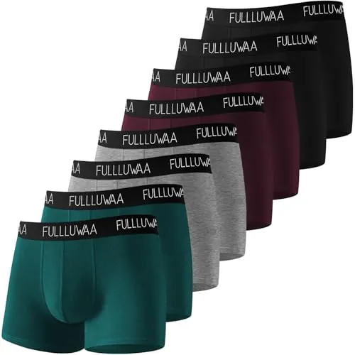 Fullluwaa Boxer Hombre Pack 8, Algodón Elástico, Suaves, sin Etiquetas