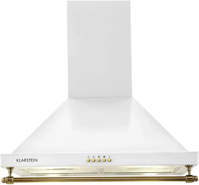 Klarstein Montblanc - Campana extractora 60 cm de pared cocina, 3 niveles, Extracción hasta 610 m³/h, Potencia 165W, Juego montaje incluido, Extractor con salida de aire, Filtro aluminio, LED, Blanco