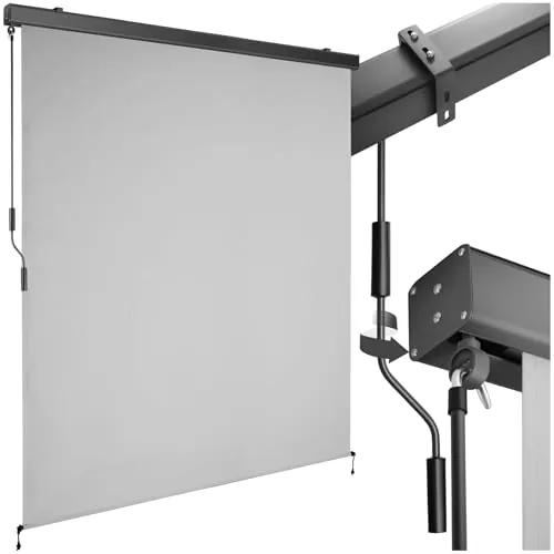 tectake® toldo Vertical Exterior Enrollable con manivela, Soporte toldo, Toldos Exterior Terraza y balcón, protección Solar y Cortavientos, Tela toldo Balcon Resistente - 160 x 250 cm Gris Claro