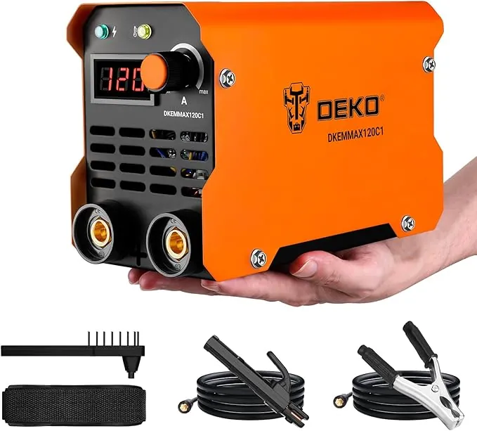 DEKO 120A 220V MMA Soldador Inverter para Reparaciones en el Hogar, Maquina de Soldar de Metal, Bricolaje, Reparación de Bicicletas, Soldador Portátil con Correa de Hombro Ajustable para Soldadores