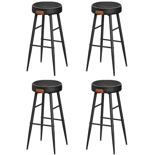 VASAGLE Juego de 4 Taburetes de Bar, Cuero Sintético, 76,2 cm Alto