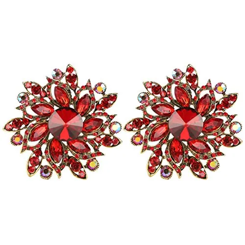 2 Piezas Broche broches Hechos a Mano aleación corpiño Accesorios joyería artesanía Accesorios para Ropa Bolsos Fiesta de Boda Mujeres Hombres(Rojo)