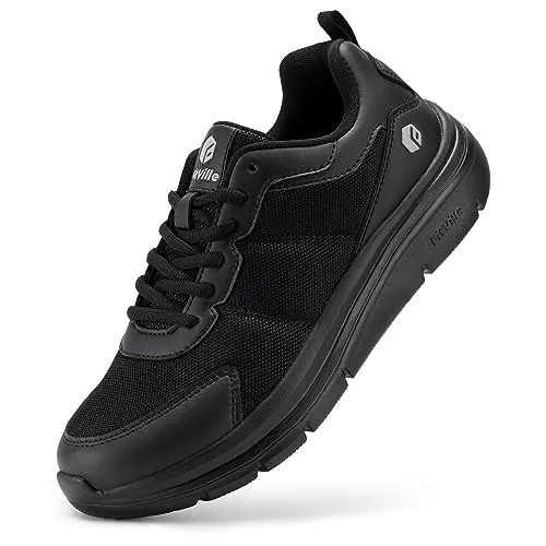 FitVille Zapatillas Hombre Suela Gruesa Caminar Extra Anchas Negro 40 EU