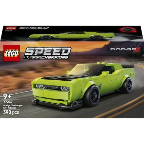 LEGO Speed Champions Deportivo Dodge Challenger SRT Hellcat 77237 | Juguetes para niños de 9+ años, maqueta de coche deportivo de juguete, minifigura de piloto, regalo de cumpleaños, 390 piezas