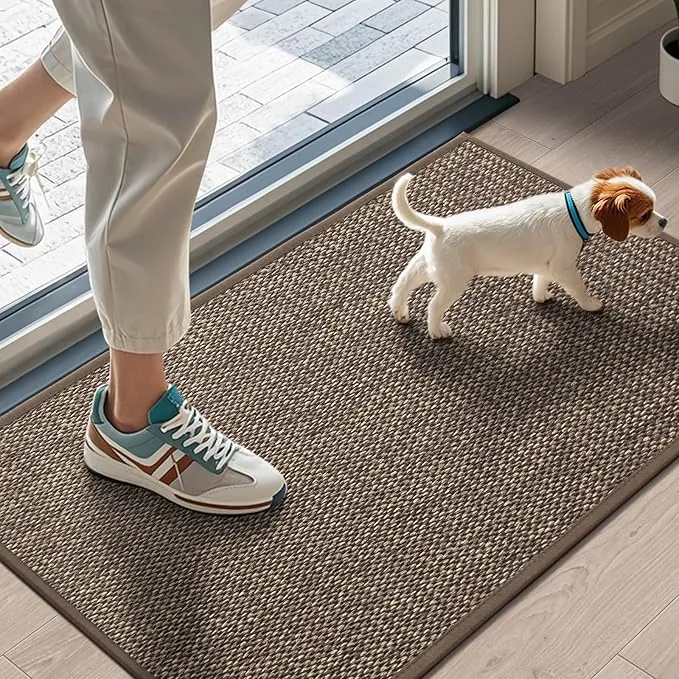 LEKEEPGO Felpudo Entrada Casa 43 x 75 cm, Alfombra Entrada Antideslizante, Felpudo de Entrada Absorbentes Lavable, Alfombrilla para Entrada, Pasillo, Cocina, Marrón