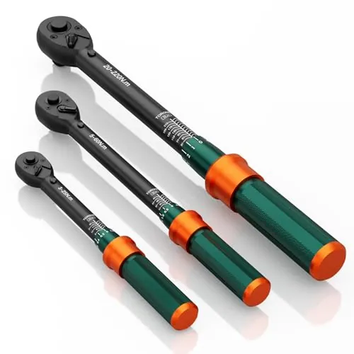 NADOKHI Llave Dinamométrica 1/4" & 3/8" & 1/2", 3 Piezas Llave Dinamométrica Juego 3-25Nm/5-60Nm/20-220Nm con Cabezal Reversible de 72 Dientes, Precisión de ±3%, para Coche, Bicicleta, Moto etc