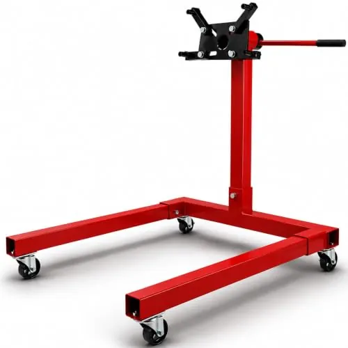 Arebos Soporte del Motor | Soporte de la Caja de Cambios | Soporte de Montaje | Motor 570 kg | 360° Giratorio | Rojo | Robusto | con rodamiento de Bolas