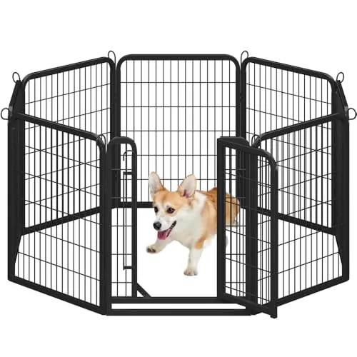 Yaheetech 8 Vallas para Perros Parque para Perros de Metal con Puerta 80 cm Jaula de Mascota Animales