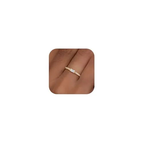 ZOERAY ZORAY Anillos para Mujer con Piedras de Nacimiento Apilable Fino Anillo Oro Mujer 18k de Compromiso con Circonita Cúbica Alianzas Boda Anillos Dorados Alianzas de Promesa Regalos Cumpleaños