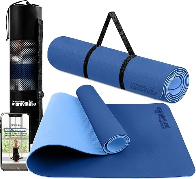 LA MENTE ES MARAVILLOSA - Esterilla de Yoga, Pilates y Fitness【E-Book, Bolsa y Correa de Hombro】Colchoneta Hipoalergénica y Antideslizante TPE para Deportes, Gimnasio en Casa | 183x61 cm