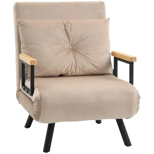 HOMCOM Sofá Cama de 1 Plaza 4 en 1 Plegable 63x73x81 cm Beige