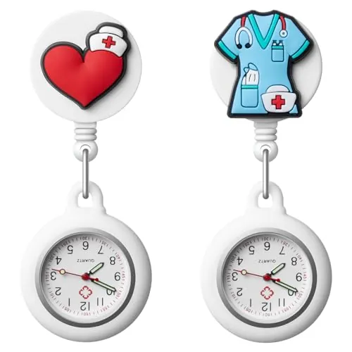 Vintoney Reloj Enfermera Luminoso con Clip Retráctil, Bolsillo Médico Preciso, Resistente al Agua, Ideal Hospital y Estudiantes