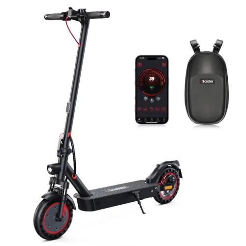 iScooter 10" Patinete Eléctrico Adultos Homologado DGT, 500W Motor, Autonomía De 30-40 KM, Máxima 25KM/H, Bocina, Timbre, Intermitentes, App, Frenado Doble, Plegable, Carga 120 KG, Bloqueo/Desbloqueo