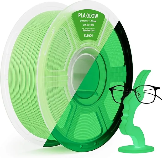 ELEGOO Filamento PLA 1.75mm Verde Fluorescente 1KG, Filamento para Impresora 3D, Precisión Dimensional, Carrete Filamento 3D, para Mayoría Impresoras 3D