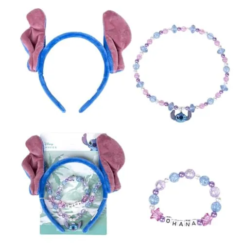 Conjunto de bisutería 3 Piezas Stitch(Pulsera, Collar y Diadema) 12.5 X 19.0 X 1.0 Cm