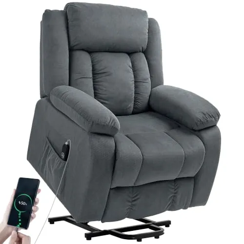 HOMCOM Sillón Relax Reclinable Eléctrico Levanta Personas Mayores Gris