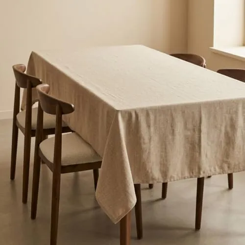 svet Mantel Antimanchas Tacto Tela Extrasuave, Mesa Rectangular, Algodón Impermeable, 140 x 200 cm (Liso, Beige)