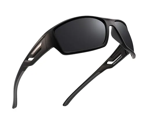 PUKCLAR Gafas de Sol Polarizadas Hombre y Mujer con Protección UV400 y Montura TR90 Ultraligera que ofrecen una Visión HD Antirreflejos para Conducir Pescar y Aire Libre,Negro