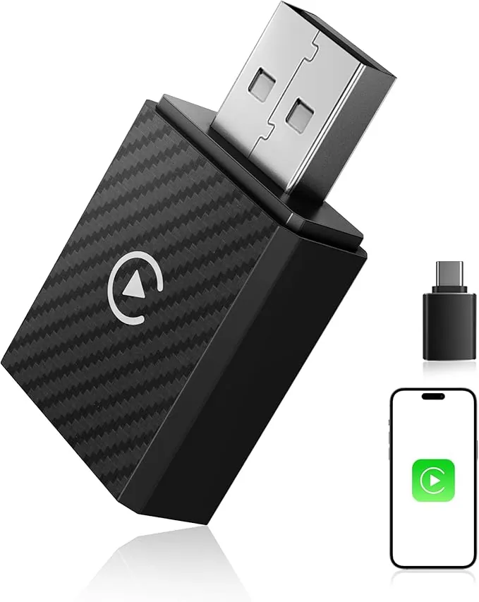 【2026 Mejorada】 Adaptador CarPlay Inalámbrico, Bluetooth V5.4 Conexión Estable, WiFi 6 de Doble Banda de Alta Velocidad, USB A/C, para Apple iPhone iOS 10+