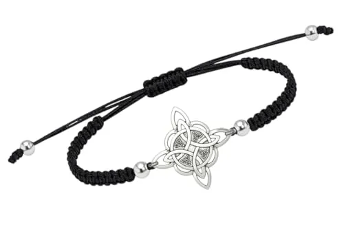 Pulsera Nudo de Bruja plateado 5 micras - nudo de bruja ajustable macrame - pulsera protección - amuleto protector nudo de brujas