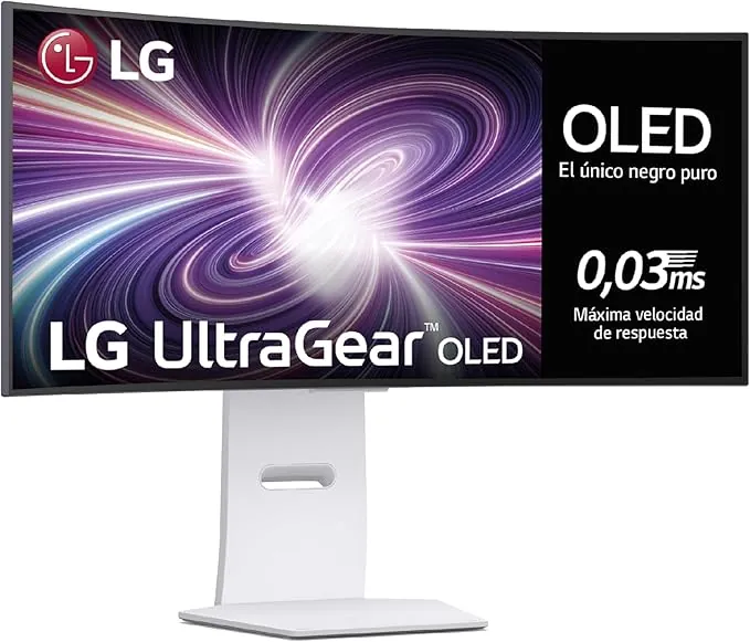 LG 34GS95QE-W - Monitor Gaming Ultragear, 34", OLED WQHD, (3440x1440), 21:9, 240 Hz, 0,03 ms, Clasificación F, Tecnología Micro Lens Array +, DisplayHDR True Black 400, Blanco