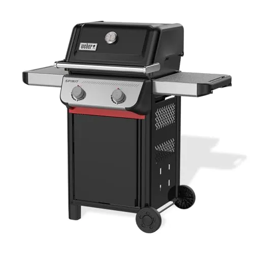 Weber Spirit E-210 barbacoa de gas, 2 quemadores, superficie de cocción de 51 x 46 cm, termómetro en la tapa, 2 ruedas - Negro/Plata (1500838)