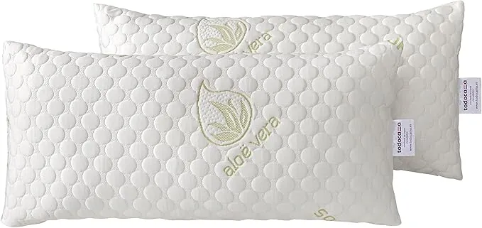 Todocama - Almohada viscoelástica Aloe Vera con Copos 100% viscoelásticos. Tejido Strech Aloe Vera. Termoregulable. Firmeza Media - Alta. Fabricado en España. (Pack 2 x 70 cm)
