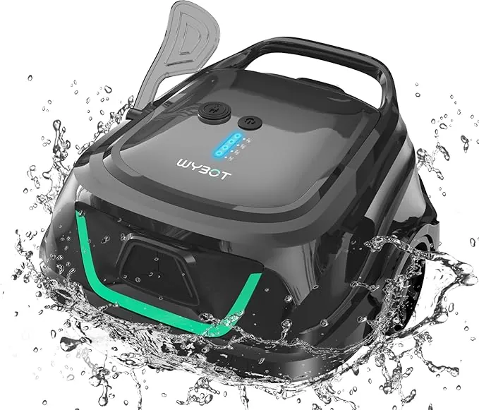WYBOT A1 Robot Limpiafondos Piscina, Tiempo de Trabajo 120 Min, Limpiafondos Piscina Automatico con Doble Filtro para Piscinas Elevadas de hasta 100 m² Cuadrados(Verde Oscuro)