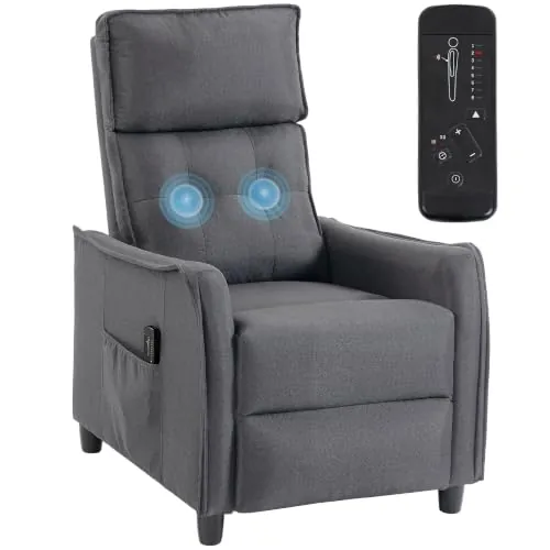 HOMCOM Sillón de Masaje Reclinable 160° con Reposapiés 69x93x104 cm Gris