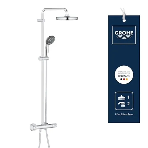 Grohe Vitalio Start System 210, Sistema de Ducha con Mezclador Termostático para Montaje Mural, Cromo, 27960001