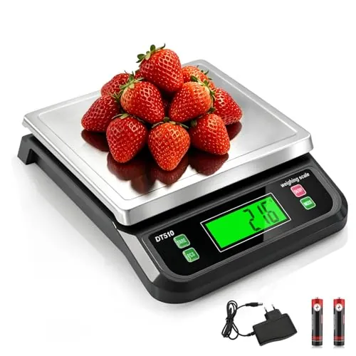 LICHUXIN Báscula de Cocina Acero Inoxidable 40kg/88lb con Función Tara PCS