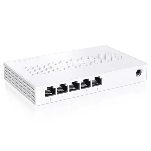Tenda Switch Ethernet 2.5Gb 5 Puertos (Plug & Play, No Gestionado, Sin Ventilador, LAN Splitter, Ideal para NAS 2.5G, PC, Servidores, Ap WiFi 6/7, Montaje en Escritorio o Muro) (SE105)