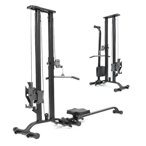 TOUSAINS Máquina de Cable para Gimnasio en casa, máquina Cruzada de Cables Cargados de 400 Libras, Entrenador Funcional 2 en 1 con máquina de Remo, diseño de Ahorro de Espacio para Gimnasio en casa