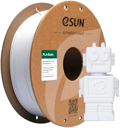 eSUN PLA Filamento 1.75mm, PLA Basic 3D Impresora Filamento Precisión Dimensional +/- 0.05mm, Carrete de 1KG (2.2 LBS) PLA Rápido para 3D Impresoras,Blanco Frío