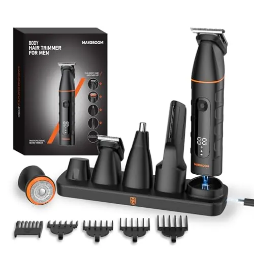 MAXGROOM Afeitadora Corporal Masculina 5 en 1, IPX6 Depiladora Hombre