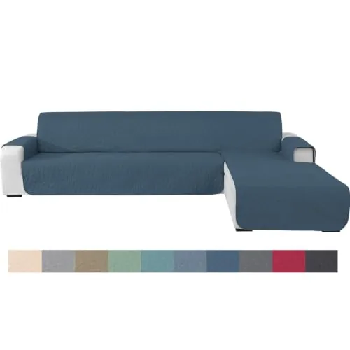 Ystyle Funda Sofa Chaise Long 4 Plazas, Funda Sofa L 285cm, Azul Berlín