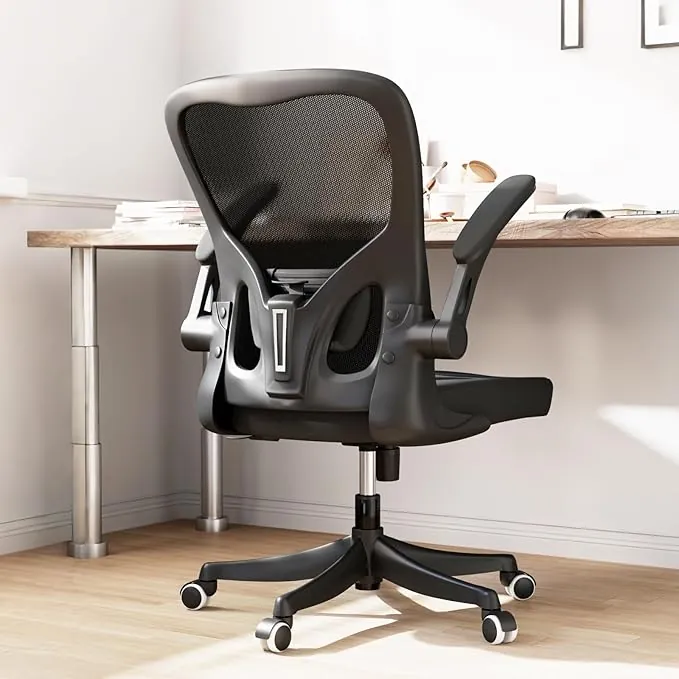 Monhey Silla de Oficina Ergonómica con Soporte Lumbar, Altura Ajustable, Brazos Abatibles 2D, Malla Negra Transpirable, Silla de Escritorio Cómoda para el Hogar, Oficina, Estudio y Juegos.