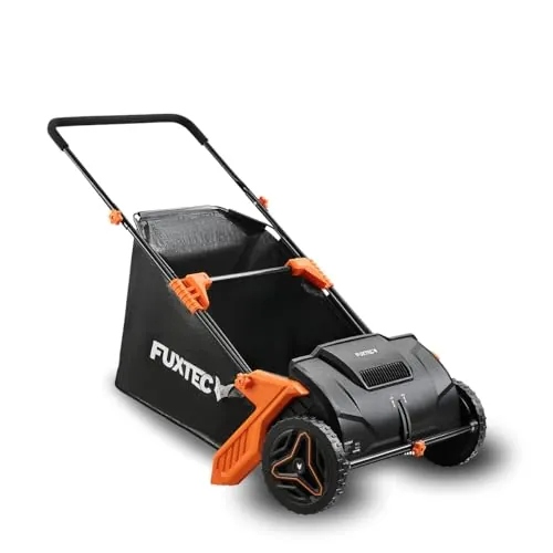 FUXTEC Carrito recogedor de Hojas y césped FX-LS52 • 530 mm Ancho de Trabajo • Altura Regulable 0-40 mm • Bolsa colectora 100 L • Diseño Ligero y ergonómico 6,5 kg