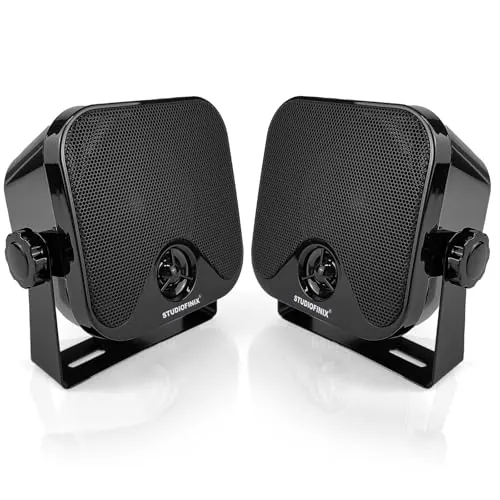 STUDIOFINIX Mini Sistema de Altavoces de Audio estéreo Marino Impermeable de 10,2 cm y 100 W para ATV, UTV, Motocicleta, Tractor, Barco, Altavoces (Black)