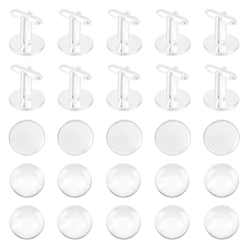 UNICRAFTALE Gemelos de botón para encontrar gemelos de cabujón, configuración de gemelos cuadrados, bandeja de botones, bisel, gemelos en blanco para accesorios de ropa, ropa, botones, 16mm, Acero