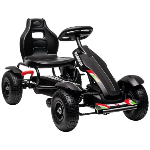 HOMCOM Go Kart a Pedales para Niños de +5 Años 50 kg 121x58x61 cm Negro