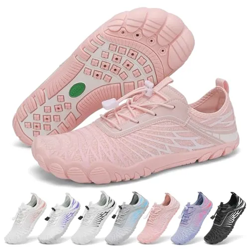 SAGUARO Barefoot Zapatillas Mujer Escarpines de Agua Secado Rápido Zapatos Minimalistas Ligeras Calzado Descalzos con Puntera Ancha, Rosa, 40 EU